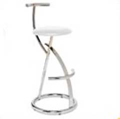 Chrome and White Leather Posing Stool