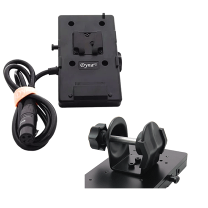 Battery C-Clamp Mount w/ 4 Pin XLR cable (V-mount) - Dynacore
