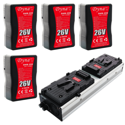 4x Battery Kit w/ Dual Charger (V-Mount) 26V 230Wh - Dynacore